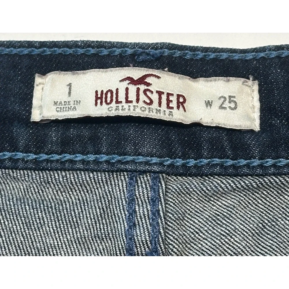 Hollister Denim Shorts Womens 1 W25 Dark Wash Cuffed High Rise Stretch Summer